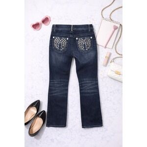 SPJ Embellished‎ Bootcut Jeans Rhinestone Pockets Dark Wash Denim